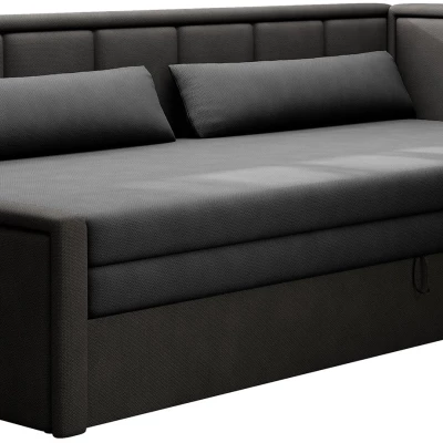 Rozkládací válenda s úložným prostorem 75x200 SLORA - tmavě šedá / černá, pravé provedení