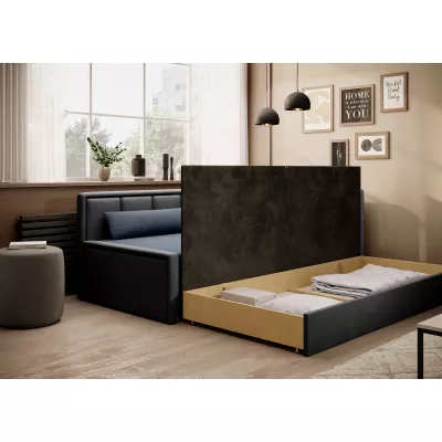 Rozkládací válenda s úložným prostorem 75x200 SLORA - modrá / šedá, pravé provedení