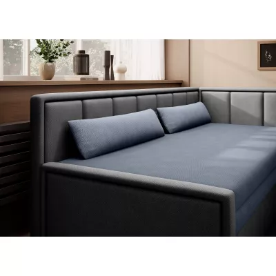 Rozkládací válenda s úložným prostorem 75x200 SLORA - modrá / šedá, pravé provedení