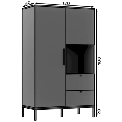 Šatní skříň se šuplíky 120 cm CYMBELINE - černá