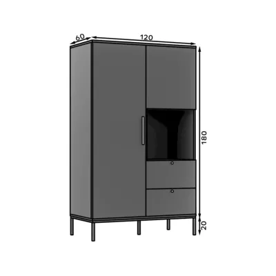 Šatní skříň se šuplíky 120 cm CYMBELINE - černá