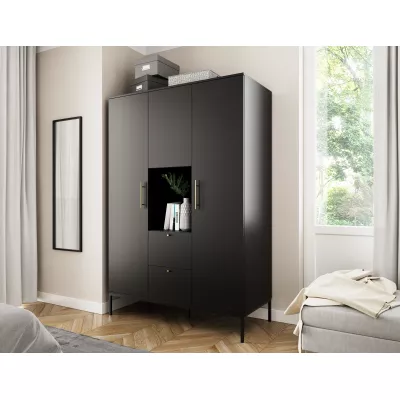 Kombinovaná šatní skříň 135 cm CYMBELINE - černá
