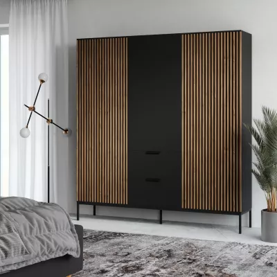 Velká šatní skříň 185 cm PHAEDRA - černá / dub artisan