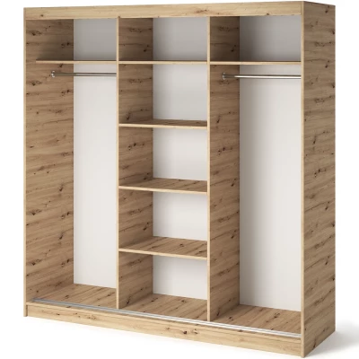 Šatní skříň s posuvnými dveřmi 180 cm ZORIANA - dub artisan