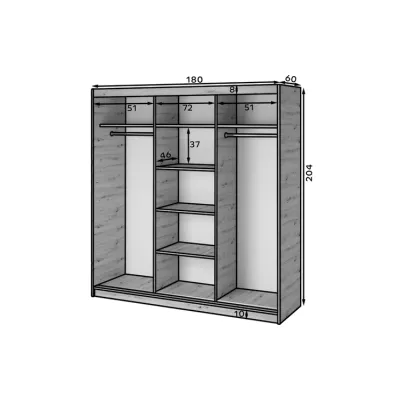 Šatní skříň s posuvnými dveřmi 180 cm ZORIANA - dub artisan