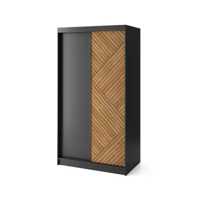 Šatní skříň s posuvnými dveřmi 120 cm VALORA - černá / dub karamel