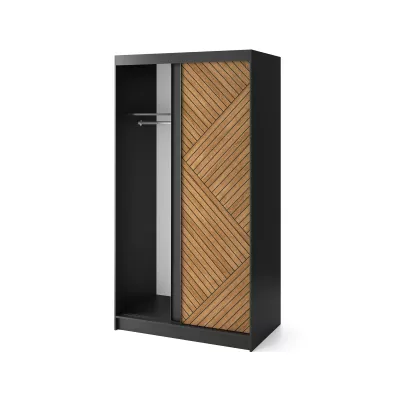 Šatní skříň s posuvnými dveřmi 120 cm VALORA - černá / dub karamel