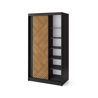Šatní skříň s posuvnými dveřmi 120 cm VALORA - černá / dub karamel