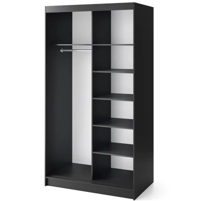 Šatní skříň s posuvnými dveřmi 120 cm VALORA - černá / dub karamel