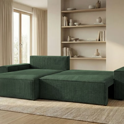 Rozkládací sedací souprava s úložným prostorem OMARIS - khaki, levý roh