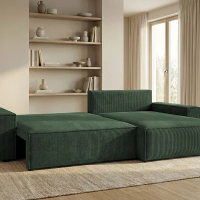 Rozkládací sedací souprava s úložným prostorem OMARIS - khaki, pravý roh