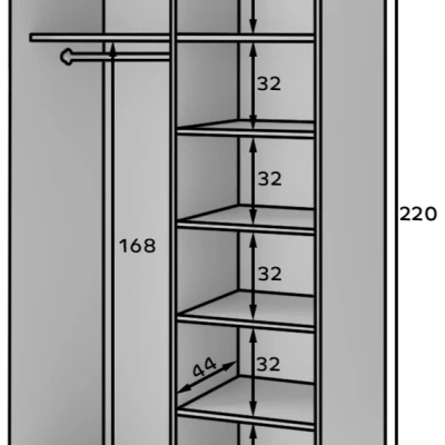 Šatní skříň s posuvnými dveřmi 120 cm CALYPTRA - černá