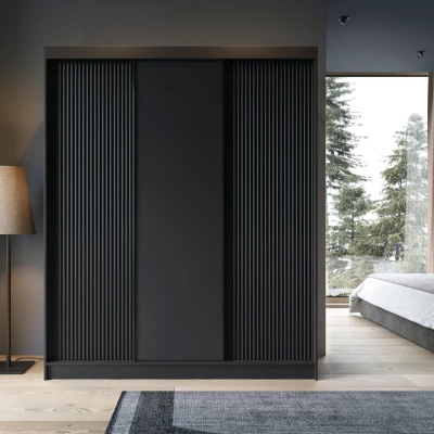 Šatní skříň s posuvnými dveřmi 180 cm CALYPTRA - černá