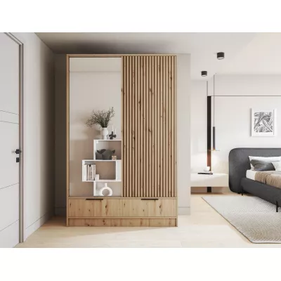 Zrcadlová šatní skříň 120 cm HELIORA - dub artisan