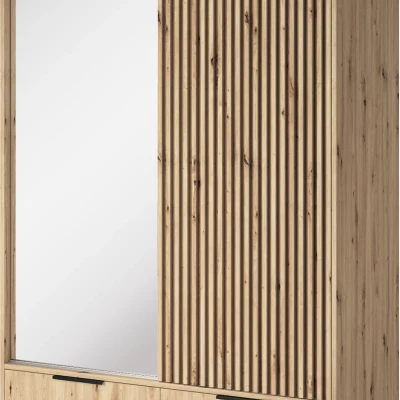 Zrcadlová šatní skříň 120 cm HELIORA - dub artisan