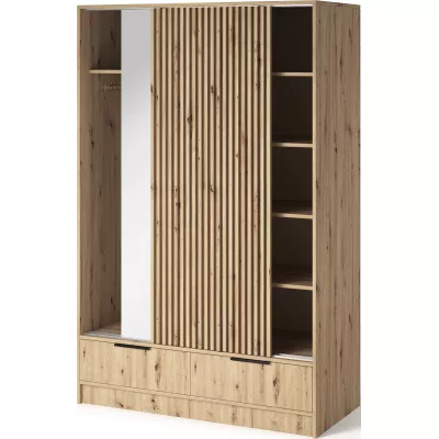 Zrcadlová šatní skříň 120 cm HELIORA - dub artisan