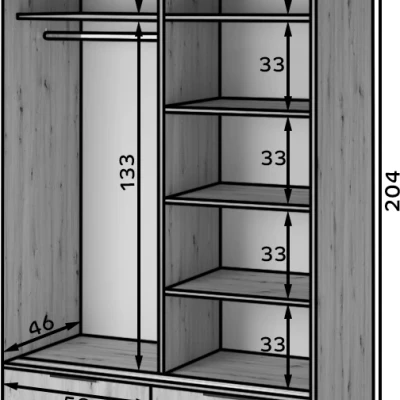 Zrcadlová šatní skříň 120 cm HELIORA - dub artisan