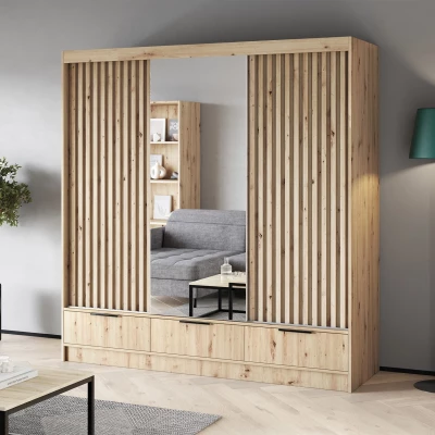 Zrcadlová šatní skříň 180 cm HELIORA - dub artisan