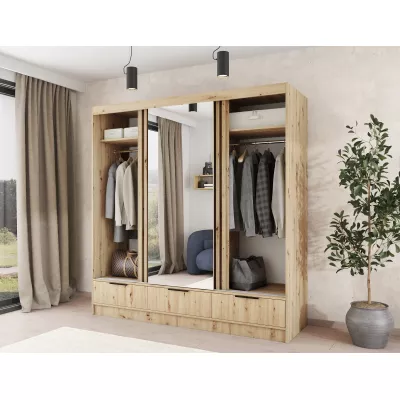 Zrcadlová šatní skříň 180 cm HELIORA - dub artisan