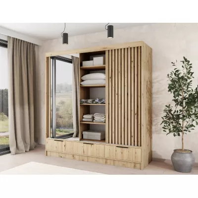 Zrcadlová šatní skříň 180 cm HELIORA - dub artisan