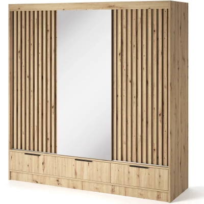 Zrcadlová šatní skříň 180 cm HELIORA - dub artisan