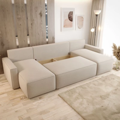 Rozkládací sedací souprava do U SOFTA - světle béžová