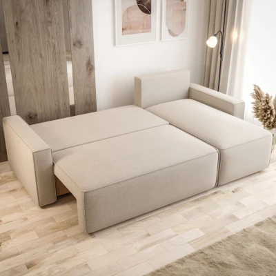 Rozkládací sedací souprava s úložným prostorem SOFTA - kávová, pravý roh