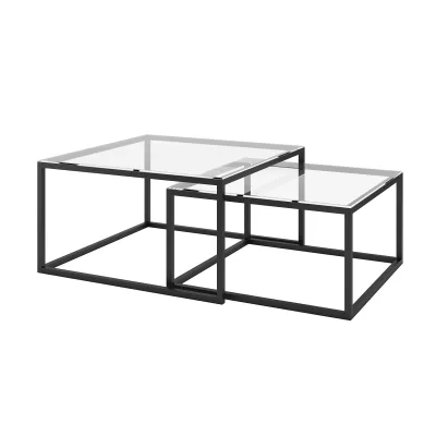 Set konferenčních stolků MALRIK - transparentní / černý