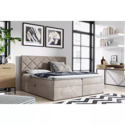 Čalouněné dvojlůžko DINO - 180x220, béžová + topper ZDARMA