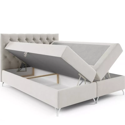 Boxspringová postel VENDELIN - 140x220, modrá + topper ZDARMA