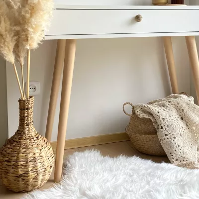 Toaletní stolek se šuplíkem NILSA - béžový / hnědý