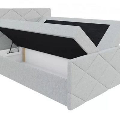 Postel s matrací a roštem HALKA - 160x220, šedá eko kůže + topper ZDARMA