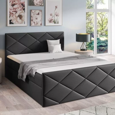 Postel s matrací a roštem HALKA - 160x220, černá + topper ZDARMA