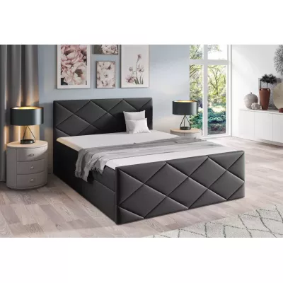 Postel s matrací a roštem HALKA - 160x220, černá + topper ZDARMA