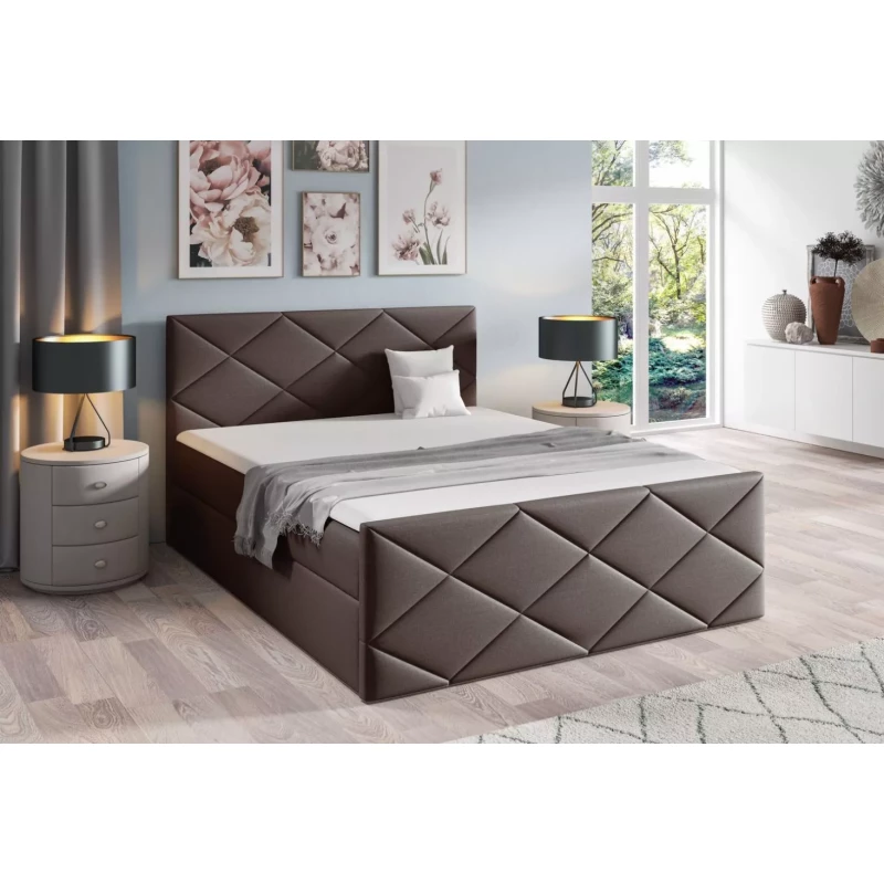 Postel s matrací a roštem HALKA - 160x220, hnědá + topper ZDARMA
