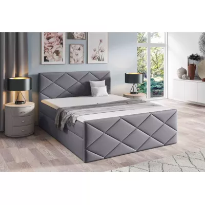 Postel s matrací a roštem HALKA - 160x220, šedá 1 + topper ZDARMA
