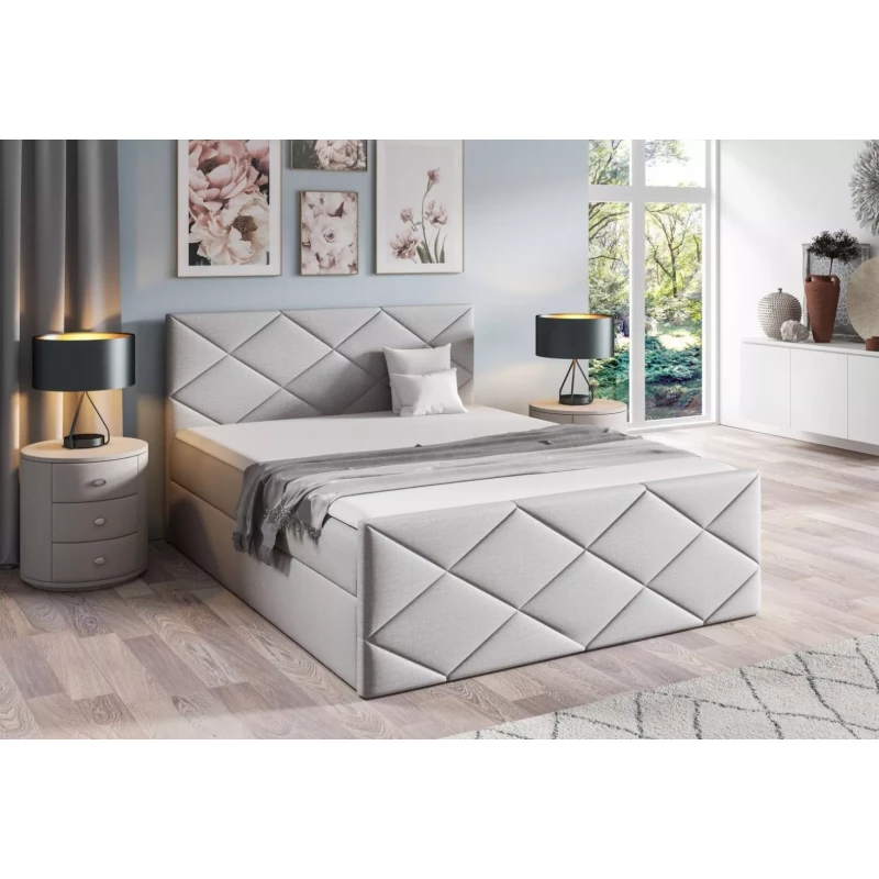 Postel s matrací a roštem HALKA - 160x220, světle šedá 1 + topper ZDARMA