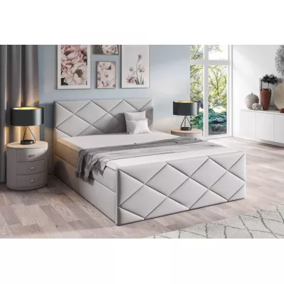 Postel s matrací a roštem HALKA - 160x220, světle šedá 1 + topper ZDARMA