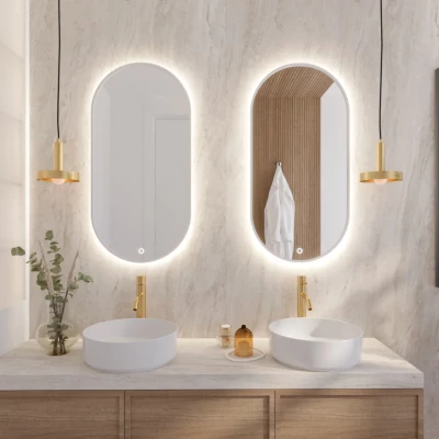 Oválné zrcadlo ERIS s LED osvětlením - bílé