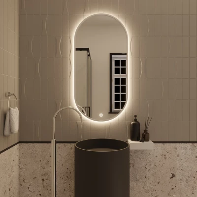 Oválné zrcadlo ERIS s LED osvětlením - bílé