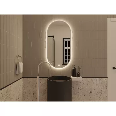 Oválné zrcadlo ERIS s LED osvětlením - bílé