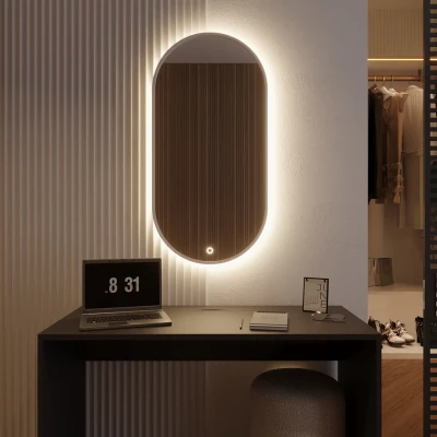Oválné zrcadlo ERIS s LED osvětlením - bílé