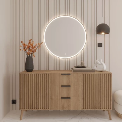Nástěnné zrcadlo MARLO s LED osvětlením - černé