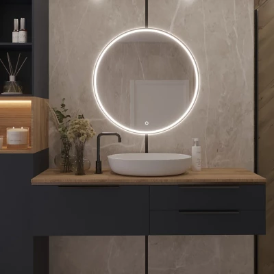 Nástěnné zrcadlo MARLO s LED osvětlením - černé