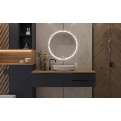 Nástěnné zrcadlo MARLO s LED osvětlením - černé