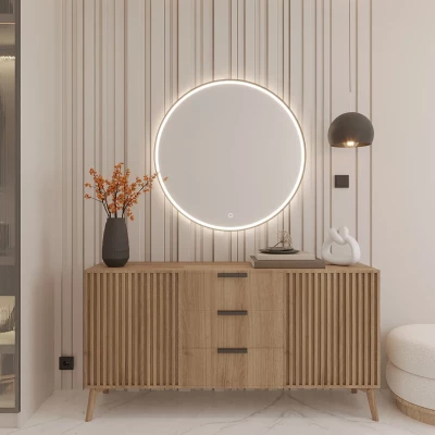 Zrcadlo na zeď MARLO s LED osvětlením - černé
