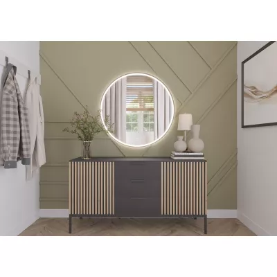 Zrcadlo na zeď MARLO s LED osvětlením - černé