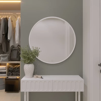 Kulaté zrcadlo ONYX s LED osvětlením - bílé