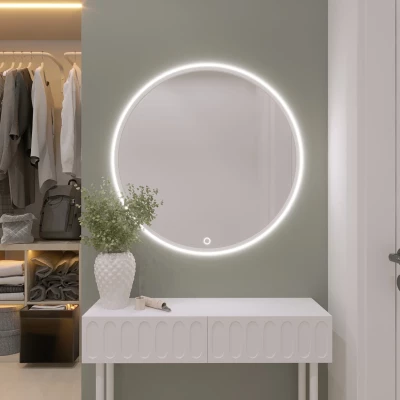 Kulaté zrcadlo ONYX s LED osvětlením - bílé