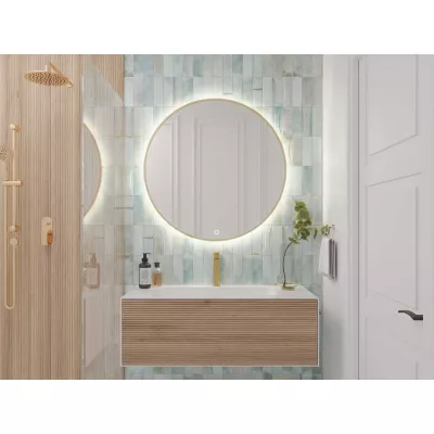 Kulaté zrcadlo SOL s LED osvětlením - zlaté